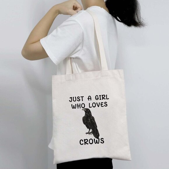 Crow Tote Bag Raven Crow Gift Bird Lover Accessories Waterproof Canvas - Picture 6 of 7